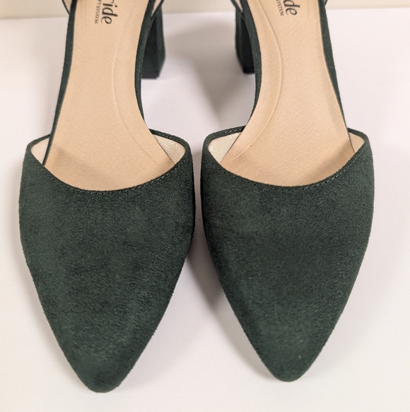 Life Stride Admire Forest Green Suede Ankle Strap Block Heel Pumps - Picture 9 of 16